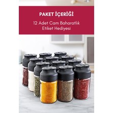 Grimor Life 12'li Çift Kapaklı Cam Baharatlık Seti - Tuzluk Biberlik Baharatlık Takımı