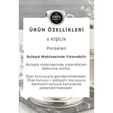 Grimor Life Gümüş Yaldızlı 6 Kişilik Porselen Fincan Seti 12 Parça Türk Kahvesi Takımı Kahve Fincanı 100 ml