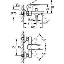 Grohe 23605001 Bau Edge Yeni Tek Kumandalı Banyo Bataryası, Krom