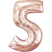 Parti Adresi Rakam Folyo Balon 5 Rose Gold Renk 100 cm - 40"