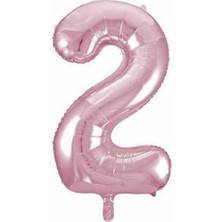 Parti Adresi Rakam Folyo Balon 2 Pembe Renk 86 cm - 34”
