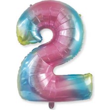 Parti Adresi Rakam Folyo Balon 2 Gökkuşağı Renk 86 cm - 34”