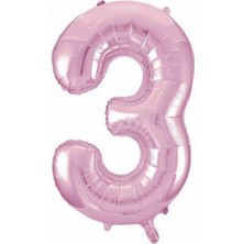 Parti Adresi Rakam Folyo Balon 3 Pembe Renk 86 cm - 34”