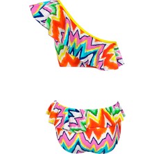 Look Me Tek Omuz Zig-Zag Desenli Cut-Out Halka Detaylı 50UV Kız Çocuk Mayo By Nessi Byrd