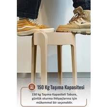 Ironika Kaymaz Ayaklı Dekoratif Iç Içe Geçebilen Plastik Tabure Mutfak Bahçe Taburesi 6 Adet Latte