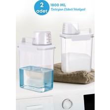 2 Adet Sızdırmaz Depolama Sıvı Toz Deterjan Erzak Saklama Kutusu- Ölçekli Deterjan Kutusu 1800 ml