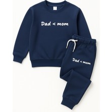 Çocuk Dad Mom Baskılı Eşofman Takımı Lacivert