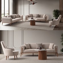Edsy Home Riva 3+3+1+1 Koltuk Takımı Sütlü Kahve