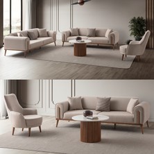 Edsy Home Riva 3+3+1 Koltuk Takımı Sütlü Kahve