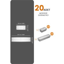 20'li modüler Set Kaşıklık Çekmece Içi Düzenleyici Çatal Kaşık Bıçak Düzenleme Organizeri Antrasit