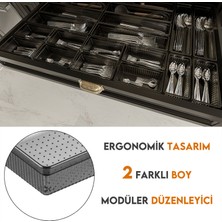20'li modüler Set Kaşıklık Çekmece Içi Düzenleyici Çatal Kaşık Bıçak Düzenleme Organizeri Antrasit