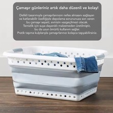 3'lü Silikon Katlanır Set - Büyük Boy Katlanabilir Çamaşır Sepeti Akordiyon Su Kovası Maşrapa Gri