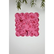 Jolie Flowers Pembe Çiçek Desenli Lazer Kesim Kumaş Kokteyl Peçetesi 1 Adet