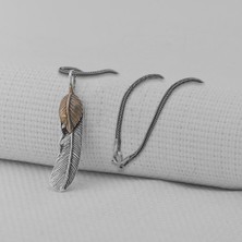 Tüy Motifli 925 Ayar Erkek Gümüş Kolye