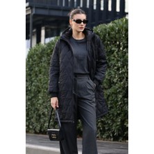 Arben Boutique 5138 Kapitone Uzun Şişme Mont - Siyah
