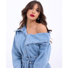 Arben Boutique 7308 Kot Gömlek-Mavi