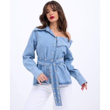 Arben Boutique 7308 Kot Gömlek-Mavi