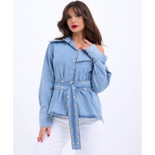 Arben Boutique 7308 Kot Gömlek-Mavi
