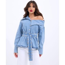 Arben Boutique 7308 Kot Gömlek-Mavi