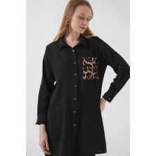Arben Boutique 5851 Cep Detaylı Gömlek Tunik - Siyah