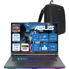 Asus Rog Strix G16 G614PH Amd Ryzen 9 8940HX Aı 32GB GB 2tb SSD 8GB/RTX5050 Gddr7 115W 16" Wuxga 165Hz 300NİTS  Freedos Taşınabilir Bilgisayar WARV057F13+ZETTAÇANTA