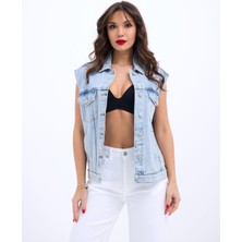 Arben Boutique 6822 Kot Yelek-Açık Mavi