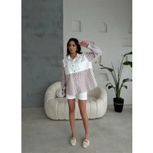 Arben Boutique Gabardin Şort - Gabardin - Çizgili Keten Garnili Ceket Takım - Kahverengi