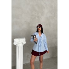 Arben Boutique Okul Yaka Poplin Gömlek Ip Bağlama Detaylı - Bebe Mavi