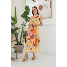 Arben Boutique Sarı Çiçek Desenli Yazlık Elbise