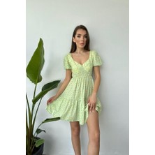 Arben Boutique Yeşil Sırt Dekolteli Elbise