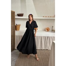 Arben Boutique Siyah Müslin Uzun Elbise