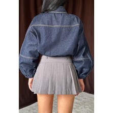 Arben Boutique Mavi Taşlı Kısa Kot Ceket