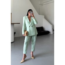 Arben Boutique Keten Ceket - Pantolon Takım - Mint