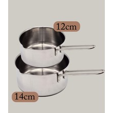 Çelik 2 Li Kaçerola Sosluk Sütlük Set 12cm-14cm