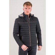 Ata Leather A-501 Erkek Hakiki Deri Şişme Mont Siyah Tafta