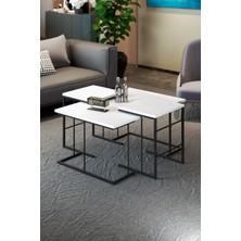 Orta Sehpa ve Zigon Sehpa Solo Set Beyaz