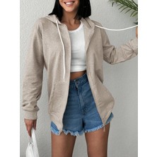 Unisex Üç Iplik Kapşonlu Hırka Fermuarlı Sweat