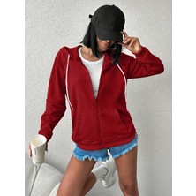 Unisex Üç Iplik Kapşonlu Hırka Fermuarlı Sweat