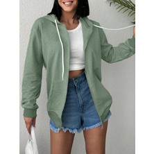 Unisex Üç Iplik Kapşonlu Hırka Fermuarlı Sweat