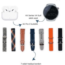 Ar&Be Hx Smart Round Akıllı Saat 7 Kordon ve Bluetooth Kulaklık Hediyeli