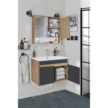Seren-A-Ea 80 cm Seramik Lavabolu Banyo Dolabı Takımı Komple Mdf, Hazır Kurulu