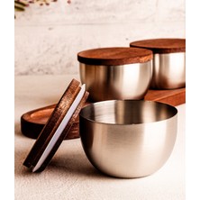 Bambu Kapak Çelik Çerezlik 7 Parça Sızdırmaz Saklama Kabı 9cm