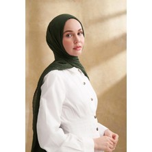 Müslin Yaprak Desenli Şal 3351-1044 Çam Yeşili
