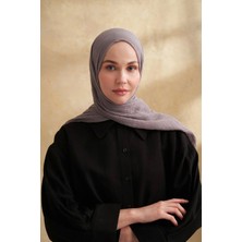 Müslin Yaprak Desen Şal 3351-179 Koyu Gri