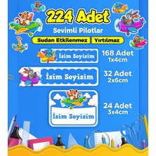 Sevimli Pilot Temalı Okul Kreş Kişiye Özel Isim Etiket Seti - Model 335