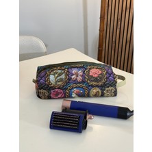 Baby Kangaroo Yeşil Vintage Çiçek Desenli Xl Boy Saç Şekillendirici Çantası – Kapitoneli, Geniş Hacimli, Fermuarlı, Airwrap ve Tüm Cihazlarla Uyumlu Şık Organizer Çanta (35CM x 11CM x 11CM)