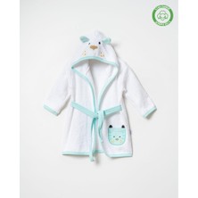 Köpekli Bornoz Beyaz-Mint