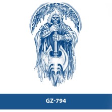 Tattoo GZ-794 Orta Boy Yarı Kalıcı Kuru Kafa Kılıç Desen Dövme