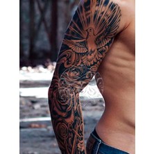 GZQB-053 Yarı Kalıcı Güvercin Göz Gül ve Çapa Desen Kol Dövmesi-Tatto