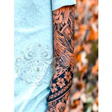 Tattoo GZQB-049 Yarı Kalıcı Şerit ve Gül Desen Kol Dövmesi-Tatto